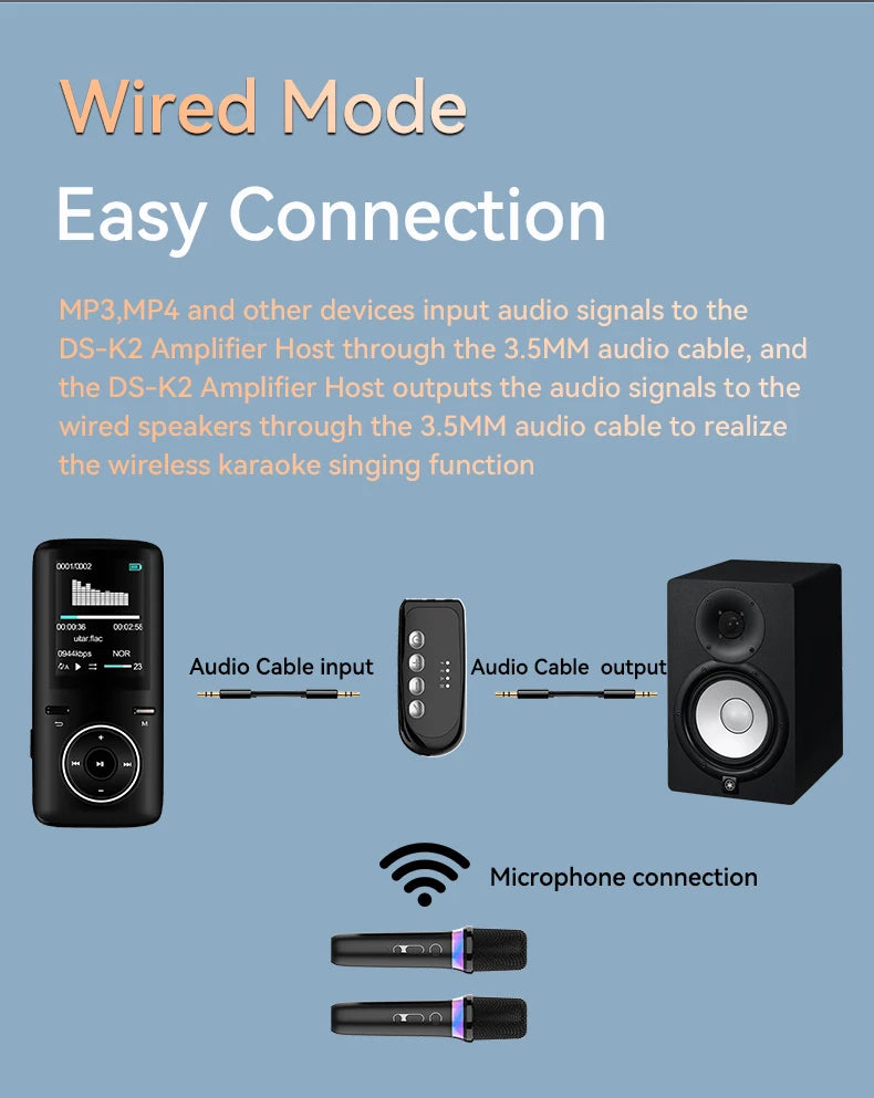 New DS-K2 Karaoke Companion Bluetooth Wireless Moving-Coil Microphone With RGB Light KTV DSP Mixer System For Wired Speaker Car