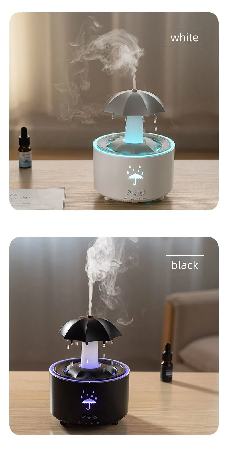 New Creative Rotating Raindrop Aromatherapy Machine Rain Cloud Humidifier Heavy Fog Quantity Colorful Moving Head Humidifier