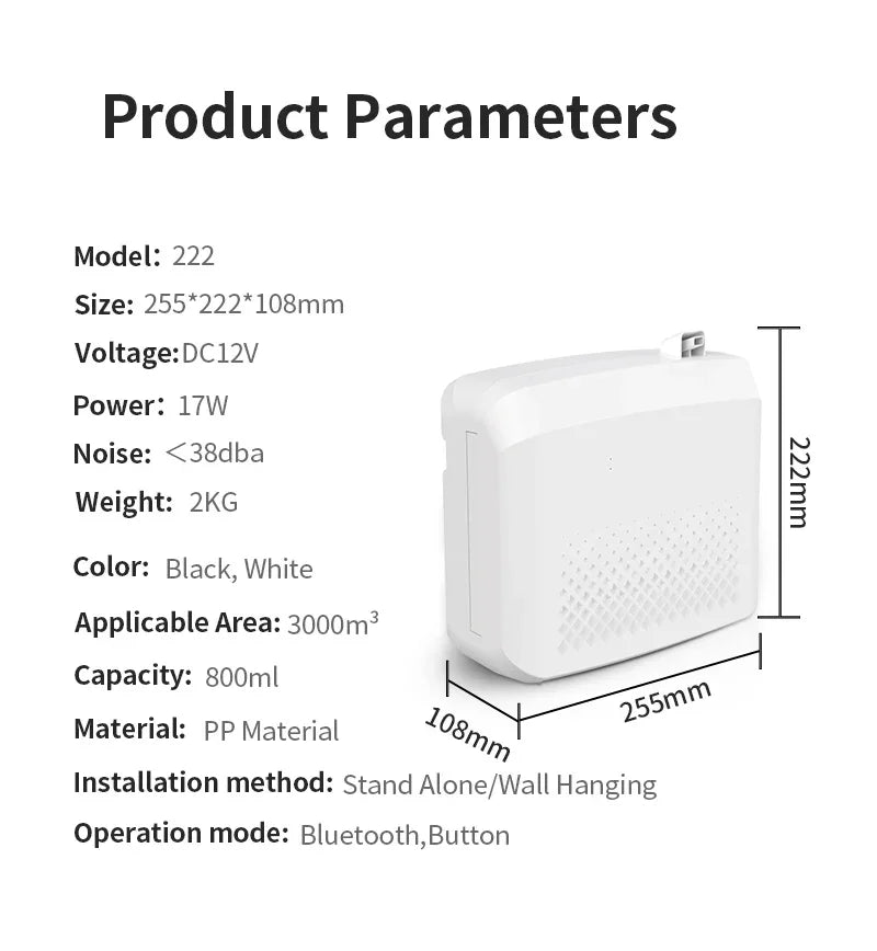 NAMSTE 3000m³ Aroma Diffuser Large Room Essential Oil Diffuser Home Air Refreshing HVAC Wall Mounting for Hotel Mall Club 800ML