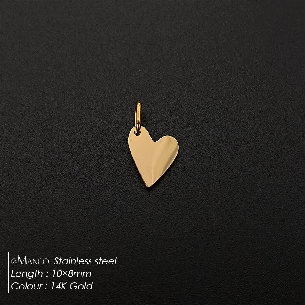 eManco Mother's Day Blank Heart Charm Stainless Steel Waterproof Polished Pendant Making DIY Necklace Bracelet 48 Hour Shipping