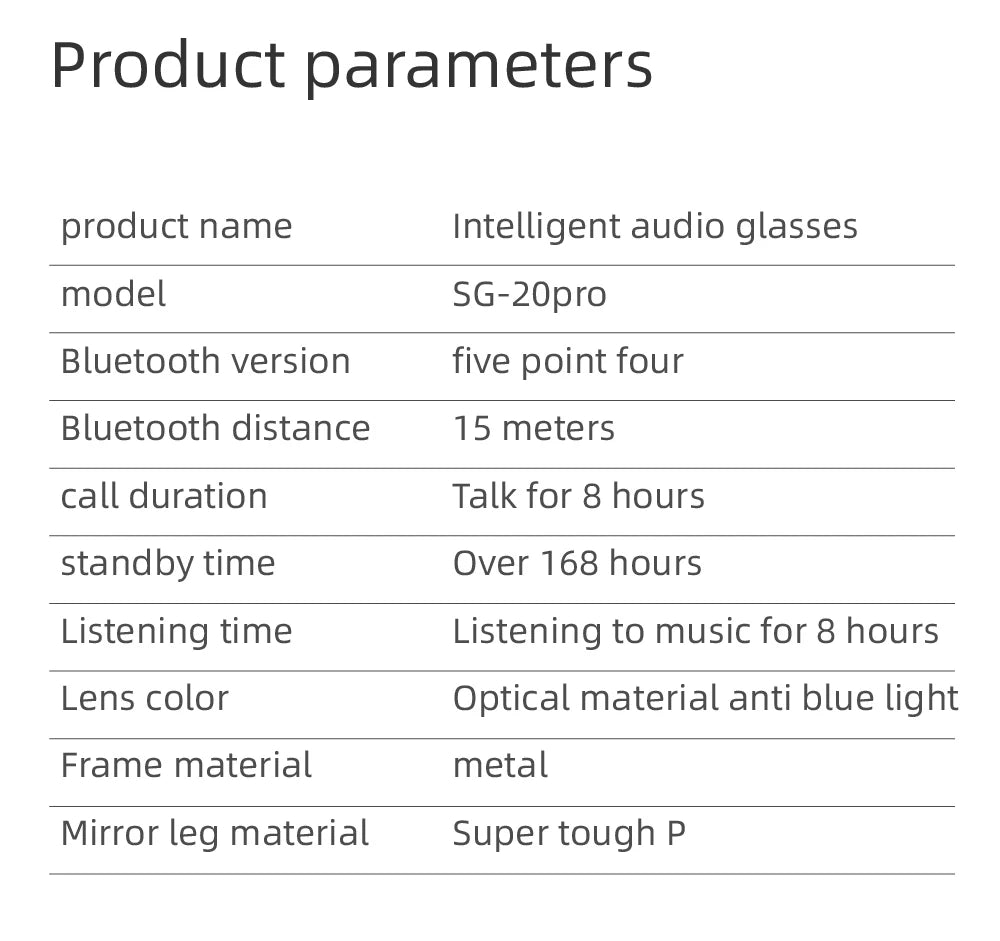 SG-20 Pro 2-in-1 TWS Daily Wear Smart Glasses Bluetooth Audio, Voice Assistant, Lightweight Design 9D