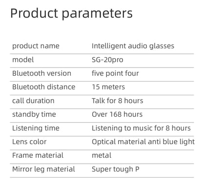 SG-20 Pro 2-in-1 TWS Daily Wear Smart Glasses Bluetooth Audio, Voice Assistant, Lightweight Design 9D