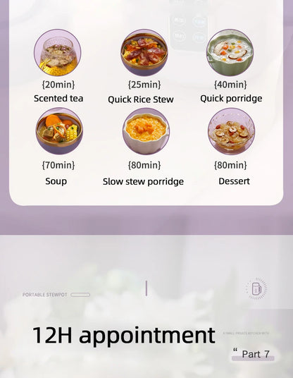 220V /110V Fully Automatic Mini Stew Pot Porridge Pot Household Electric Stew Pot Ceramic BB Soup Porridge Cooker EU/US Plug