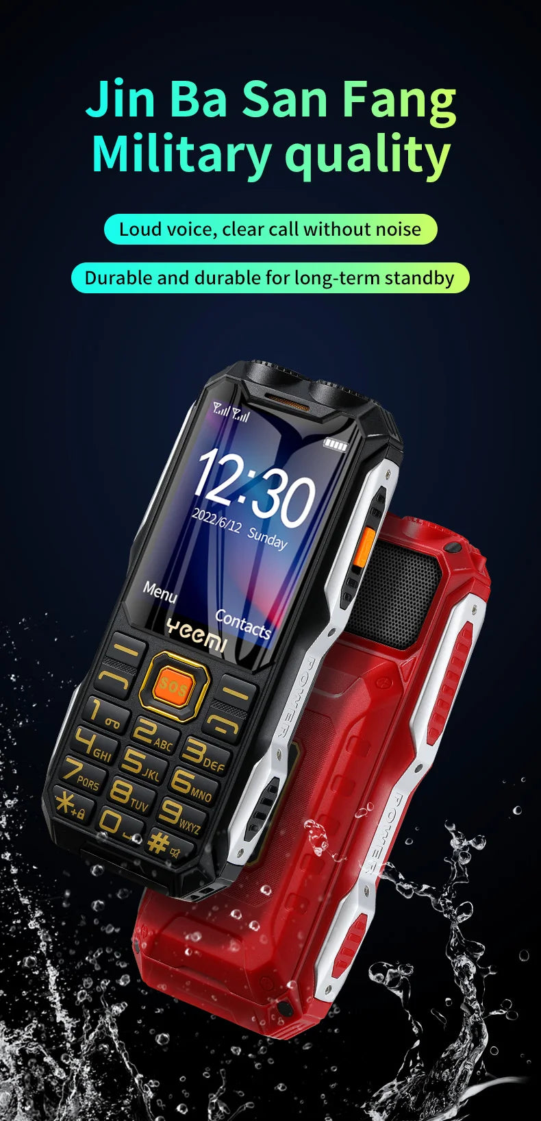 Q8 GSM 2G Rugged Mobile Phone Big Battery Double Flashlight 2.4inch HD Screen Dual Sim Large Button Cheap Cellphone For Elderly