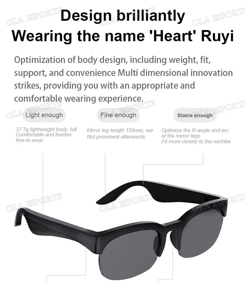 New Camera Control Smart Glasses 2025 Music Sunglasses Headphones Wireless Bluetooth Call Headset HIFI Audio glasses For Android