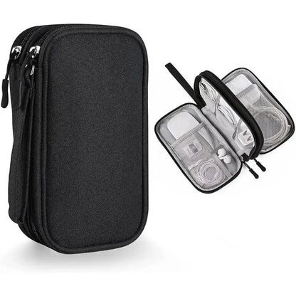 1PC Portable Travel Organizer Bag Waterproof Double Layer Cable Storage Pouch Carry Case for Cord Management