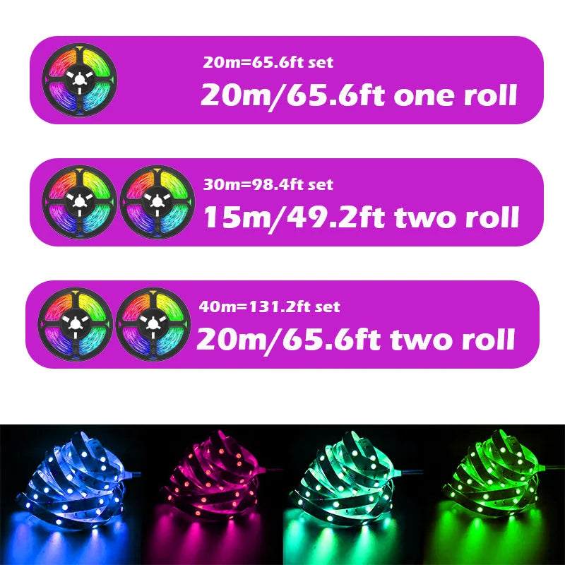 12LEDs/M Led Strip Lights RGB Led Strip Flexible Ribbon with 3Key Control Luces Led Tape Lights for Room Decor TV Backlights