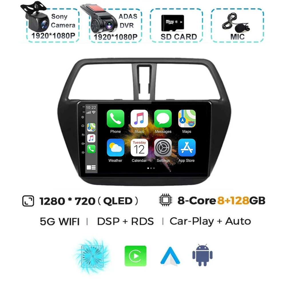 For Suzuki SX4 S-Cross 2014 2015 2016 2017 Android 15 Car Radio Multimedia Player Stereo GPS WIFI+4G wireless Carplay Auto video