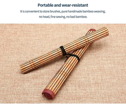 6/9/12/16Pcs Chinese Calligraphy Brushes Set with Roll-up Bamboo Brush Holder Sumi Painting Writing Kanji Art Watercolor Brush