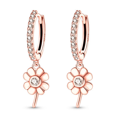 Hot Sale 925 Sterling Silver Spring Zircon Sunflower Stud Earrings For Women 2023 Trending Fashion Jewelry mother's day gift
