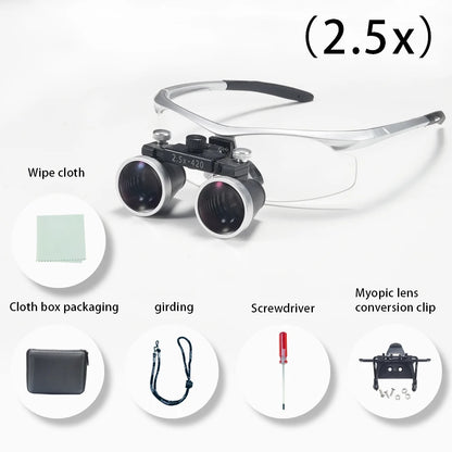 Dentistry Binocular Magnifier 2.5X 3.5X Ultra-lightweight Optical Loupes 320-420mm Magnifying Glass for Dental Surgery