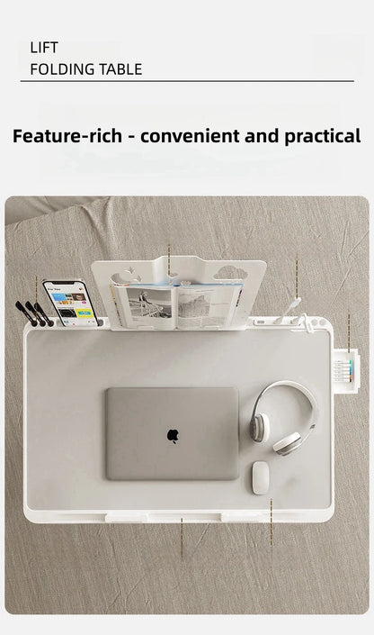 Adjustable Laptop Bed Tray Table Portable Standing Desk with Storage Drawer Foldable Lap Tablet for Sofa Comfortable Viewing