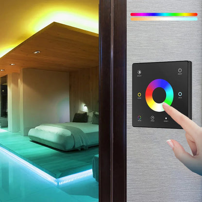 5m 10m 20m RGB+CCT LED Strip 24V 5050 Colorful+Dual White Flexible Dimmable Room Decor Party Light 2.4G RF Touch Panel Remote