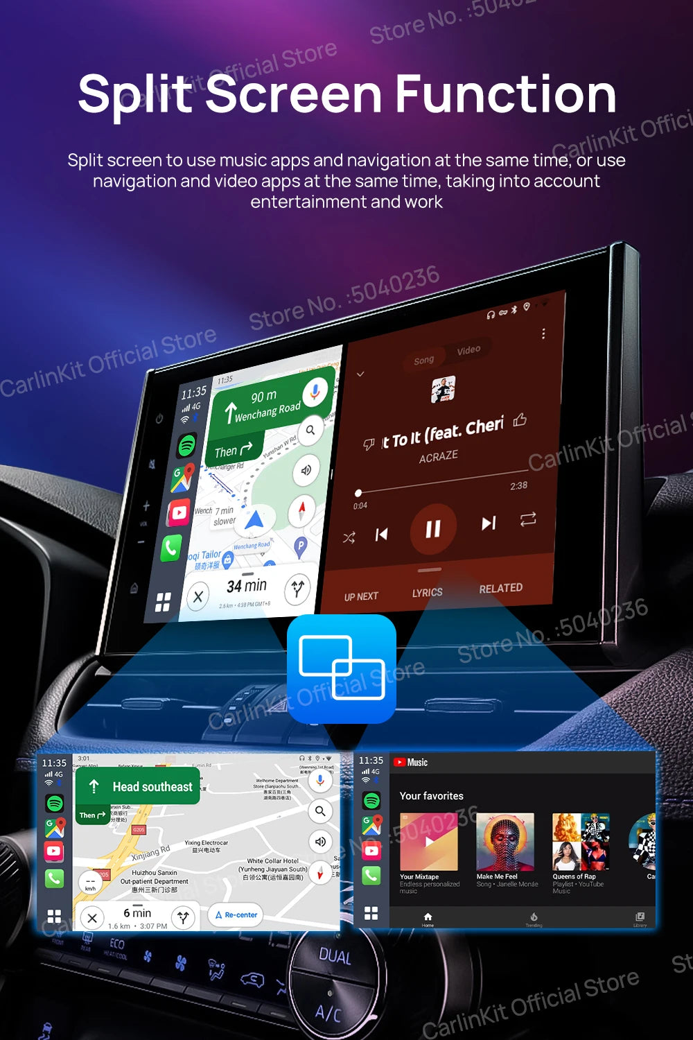 Android 13 CarlinKit Android Auto Wireless CarPlay AI TV Box QCM6125 8-Core Split Screen 64G 128G For Netflix YouTube Play Store