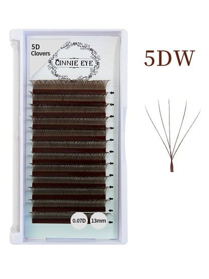 5W Eyelash Extensions YY 7mm Lash Brown Color 4DW Brazilian Premade Lash Fans Individual Cluster DIY 3D W Shape Lash Dolly Eye