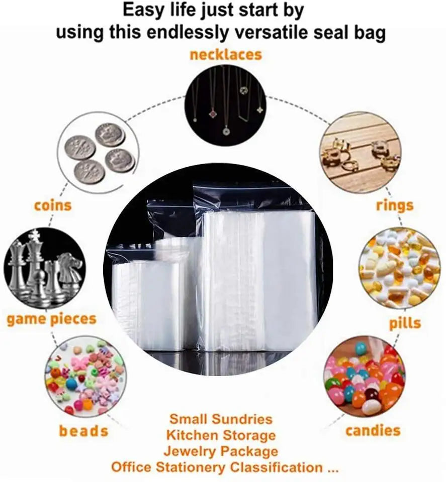 Thicken Zipper Sealed Bags Clear Plastic Storage Bag for Small Jewelry Food Packing Reclosable Zippers Sealing Pouch Wholesale