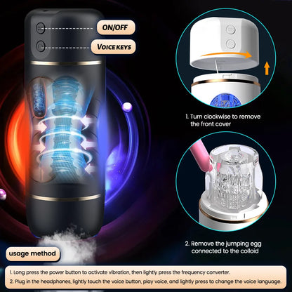Men's Masturbator Pocket Pussy Automatic Male Masturbation Cup Intelligent Voice Penis Training Vibrator Sex Toy Joinjjtoy