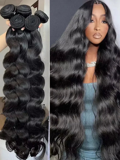 28 30 Inch Raw Brazilian Human Hair Bundles Body Wave Loose 3 4 Bundle Virgin Remy Hair Extension For Women Sew In Quick Weave