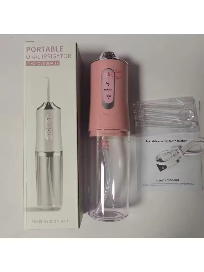 Portable Electric Water Flosser, With 4Nozzles, UsB Charging, 3 Smart Modes,Fully Automatic Handheld Oral lrrigator,Dental Clean