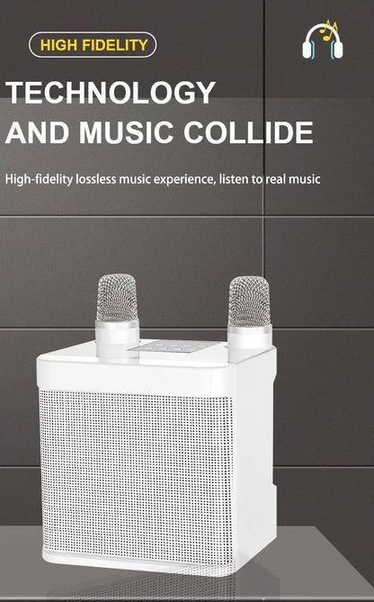 Karaoke Machine With 2 Wireless Dual Microphones Portable Boombox AUX TF Card U Disk Player Voice Changer For Party