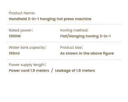 1500W Garment Steamers Fold Hand Holding Ironing Machine Fast-Heat Household Steam Handheld Fabric Steamer for Home Travelling