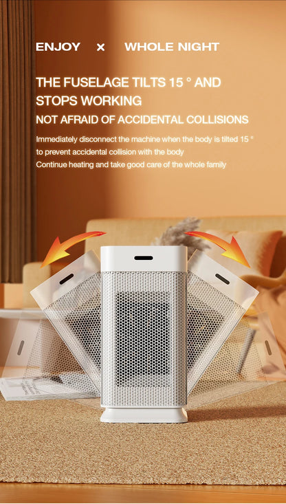 Portable PTC ceramic electric heater with multi-stage adjustment, silent, small household fan and night light heater.