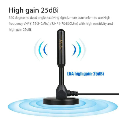 Indoor Outdoor Ultra HD Digital TV Antenna with VHF UHF Amplifier 200 Miles Range Quick Response Aerial Set for Amplified DAB