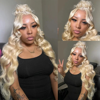 613 Lace Front Wig Human Hair 13x6 Blonde Human Hair Wigs 300% Density Body Wave Lace Front Wigs Human Hair Pre Plucked 46 Inch