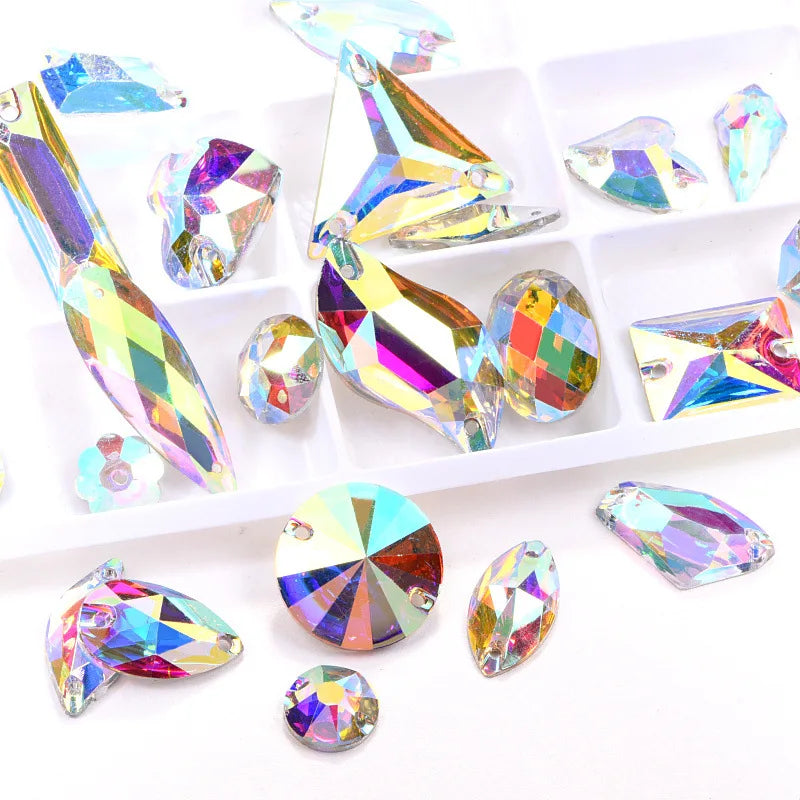50/100PCS Mix shapes Best Quality Resin Sewing Rhinestone AB Flatback Sew On Stones Strass for Clothing Accessories Shoes