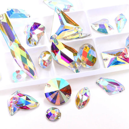 50/100PCS Mix shapes Best Quality Resin Sewing Rhinestone AB Flatback Sew On Stones Strass for Clothing Accessories Shoes