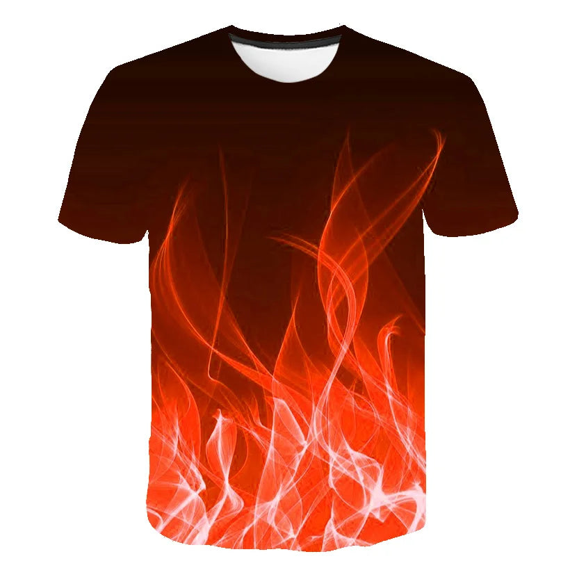 T-Shirts Flames Summer Children's Clothing 3D Print Kids T Shirt Fashion Harajuku Street Casual Round Neck T-Shirt Boy Girl Tops