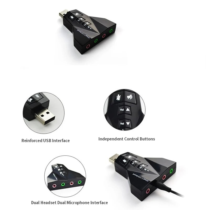 USB Virtual 7.1 Independent Sound Card Airplane shaped Sound Card Computer Driver Free External Desktop Laptop