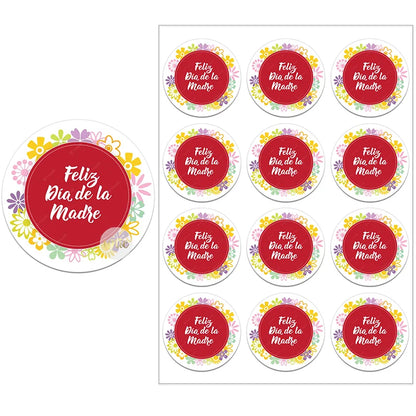 Feliz Día De La Madre Español Happy Mother's Day Decor Stickers Labels Floral Self-adhesive Paper Labels