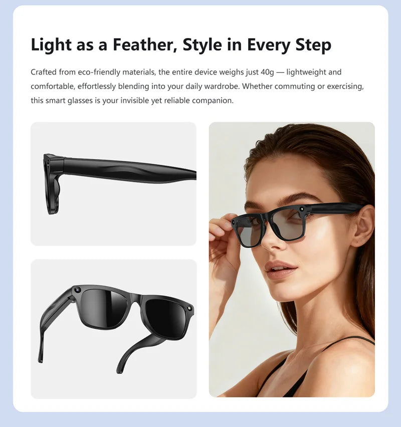 Xiaomi 4K AI Camera Glasses 800MP Multifunctional Photochromic Smart Glasses Bluetooth Calling Photo Video Music Translation New