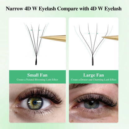 NAGARAKU Narrow 4D W Shape False Eyelash Extensions Premade Volume Fans V Shape Lashes Bloom Mesh Eyelashes Air Series Bundle