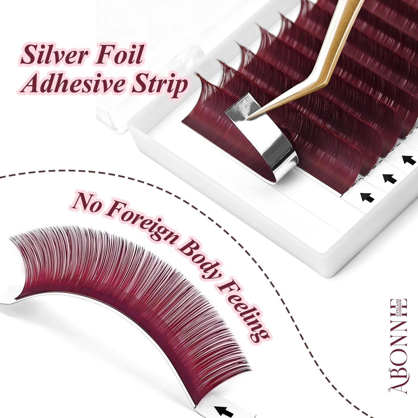Abonnie Wine Red Lashes Colored Classic Eyelash Extensions Fluffy Eyelashes Soft Individual Lash