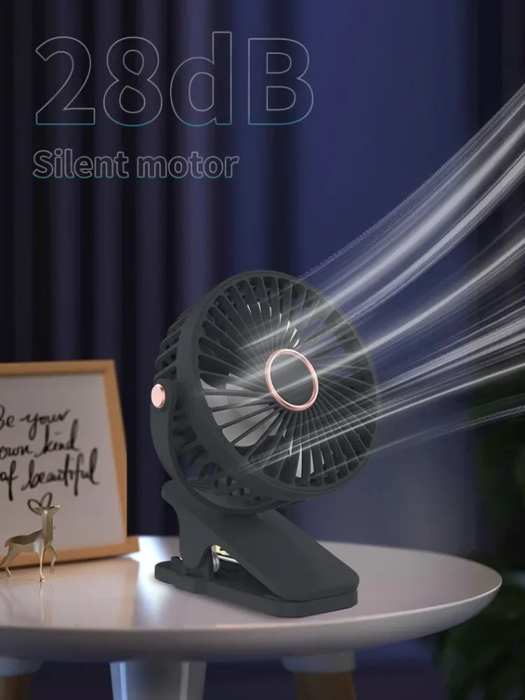 Portable USB Mini Handheld Clip Fan Convenient And Ultra-quiet Electric Fan Rechargeable Student Cute Small Cooling Ventilador