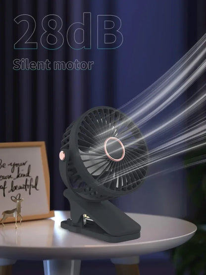 Portable USB Mini Handheld Clip Fan Convenient And Ultra-quiet Electric Fan Rechargeable Student Cute Small Cooling Ventilador