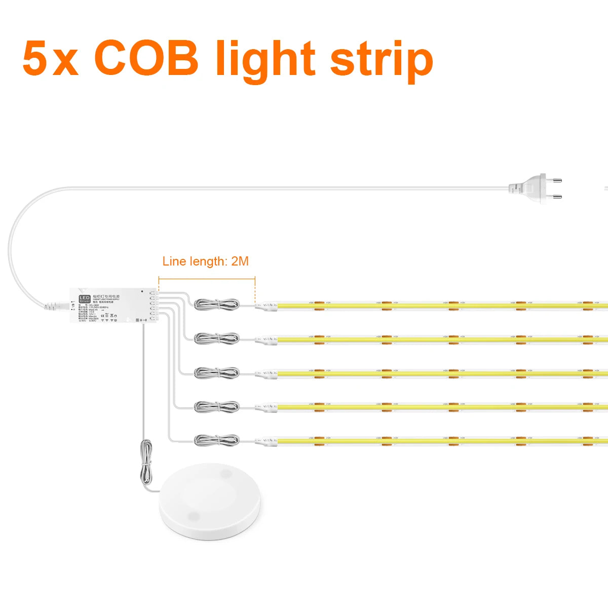 LED Acoustic Board Decorative COB Light Strip Touch Dimmable Wall Background Lamp Show Shelf Under Cabinet Bedroom Night Light