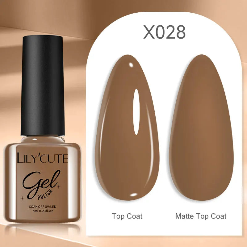 LILYCUTE 7ml Brown Red Purple Nail Gel Polish Coffee Color Series Semi Permanent UV Gel Soak off Nail Gel Varnishes For Nail Art