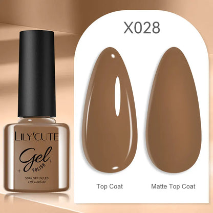 LILYCUTE 7ml Brown Red Purple Nail Gel Polish Coffee Color Series Semi Permanent UV Gel Soak off Nail Gel Varnishes For Nail Art