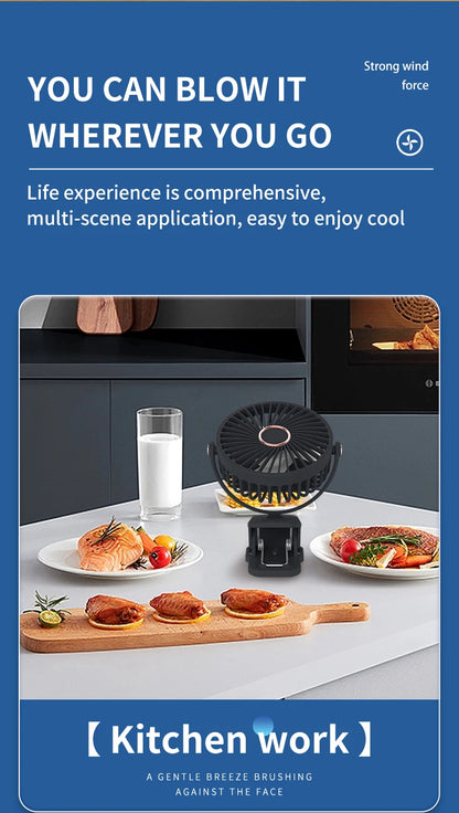 Portable USB Mini Handheld Clip Fan Convenient And Ultra-quiet Electric Fan Rechargeable Student Cute Small Cooling Ventilador