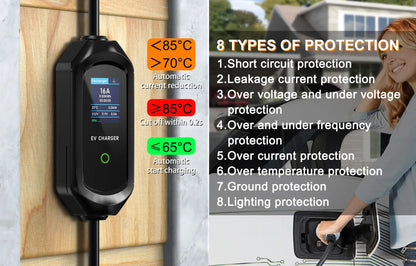 AFEEV Portable EV Charger Type2 IEC62196-2 EVSE Fast Charging Cable Type1 SAE J1772 Wallbox WiFi APP Bluetooth Wireless Control