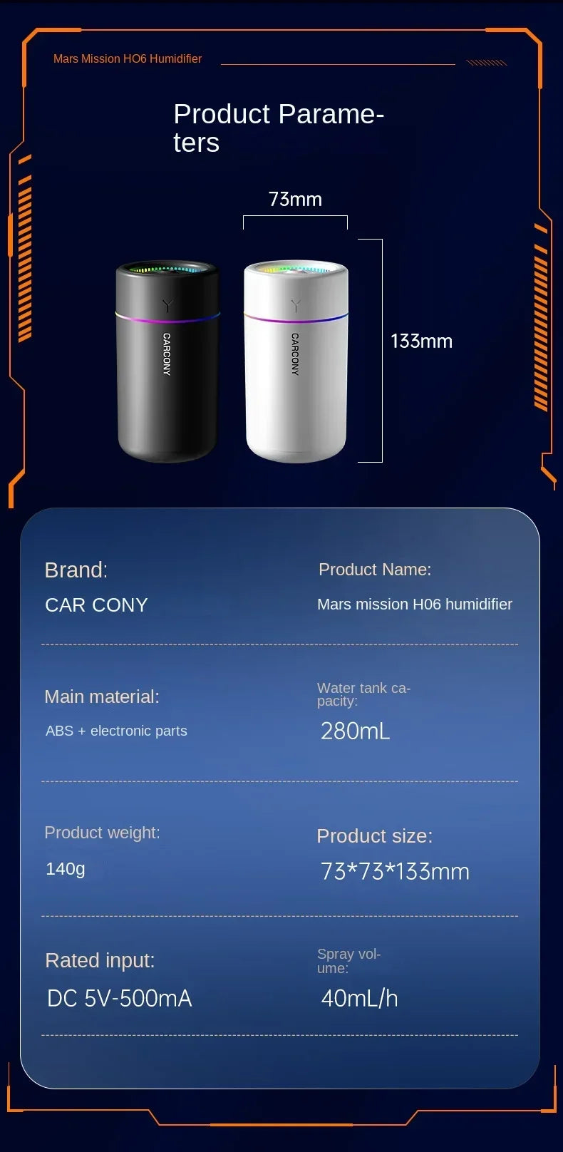 280ML Powerful and Efficient Air Humidifier Aromatherapy Aroma Diffuser Essential Oil Color-Changing Lights for Home Car Bedroom