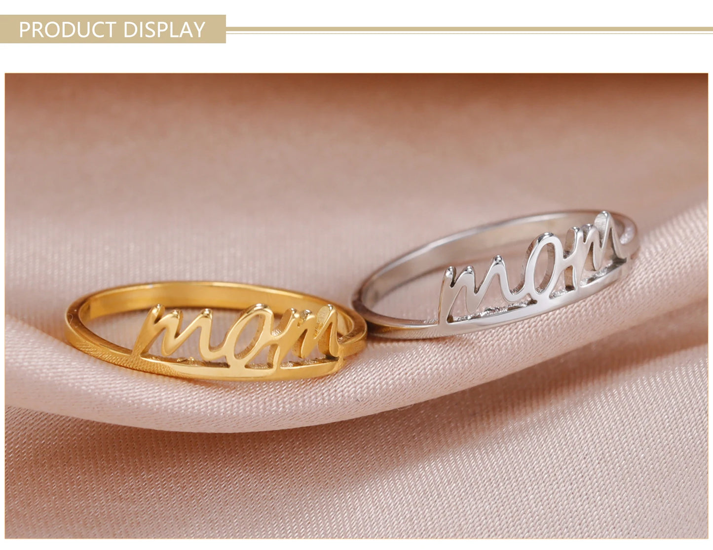 Skyrim Letter Mom Ring Women's Stainless Steel Minimalist Finger Rings 2026 New Fashion Jewelry Mother's Day Gift Wholesale