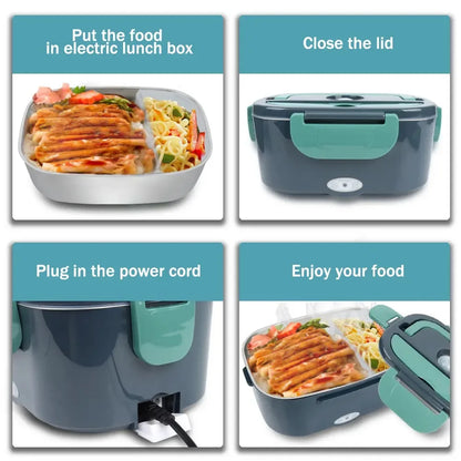 HOMEFISH 1.5L Electric Lunch Box  60W Speed Heating Car Or AC Heating Travel Office Home Use Gift Knife And Insulated Handbag