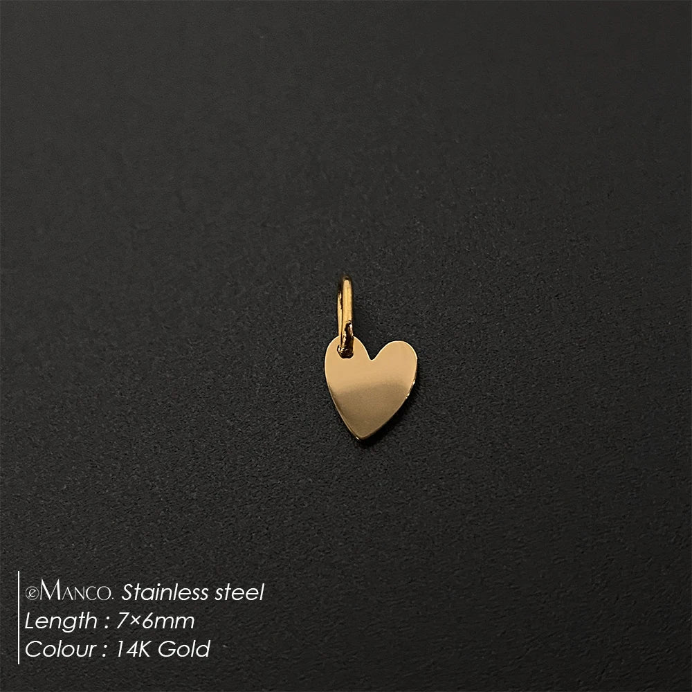 eManco Mother's Day Blank Heart Charm Stainless Steel Waterproof Polished Pendant Making DIY Necklace Bracelet 48 Hour Shipping