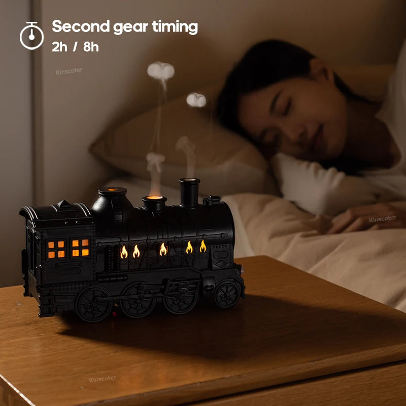 Retro Mini Train Shape Aromatherapy Essential Oil Diffuser Ultrasonic Cool Mist Air Humidifier with Lamp Aroma Difusor Atomizer