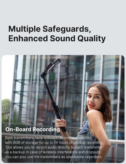 Ulanzi U-Mic Wireless Mic Stereo Microphone Lavalier Microphone for Smartphone DSLR for Interview Video Vlog Gaming Mic