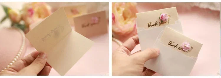 Greeting Cards with Envelope Mini Small Light Golden Color for Business Mother's Teacher's Day Thank You Gift Card